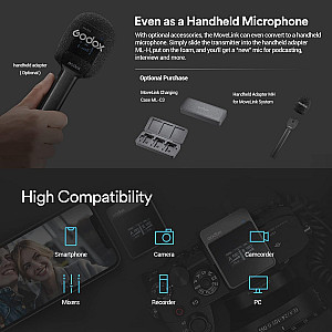 Godox MoveLink LT2 Microphone Wireless Lavalier with 2 Mic for iphone
